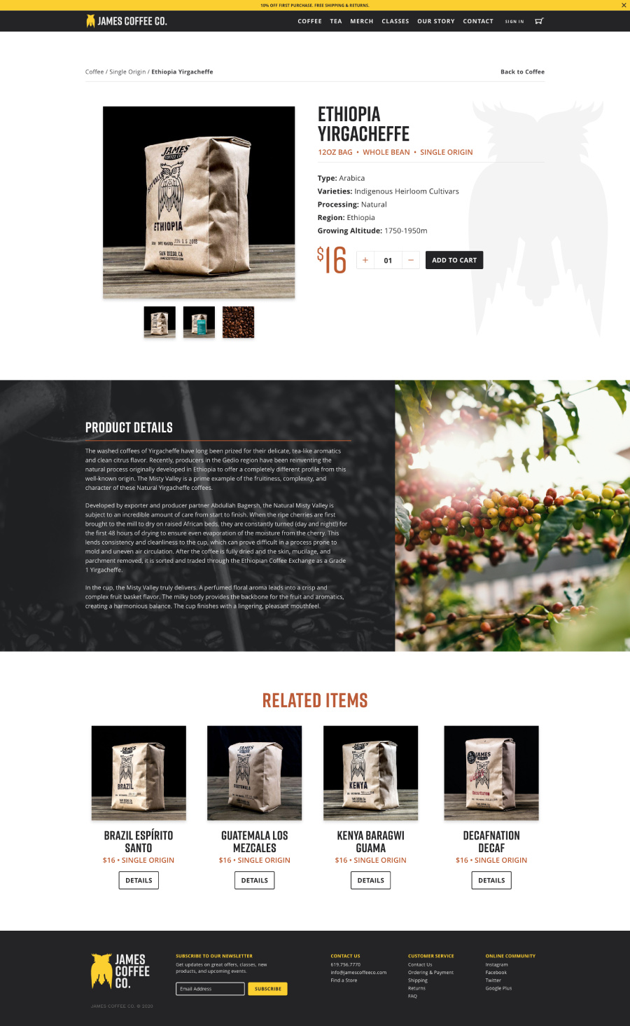 James Coffee Co. Single Product Page